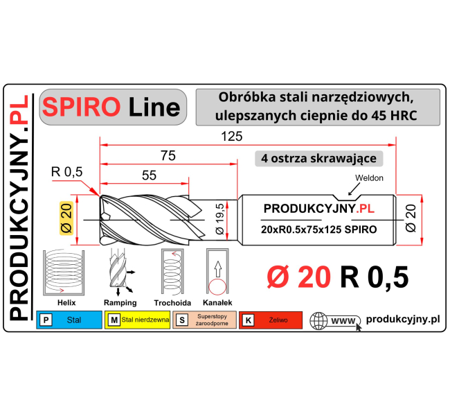 Frez fi 20 R0,5 SPIRO